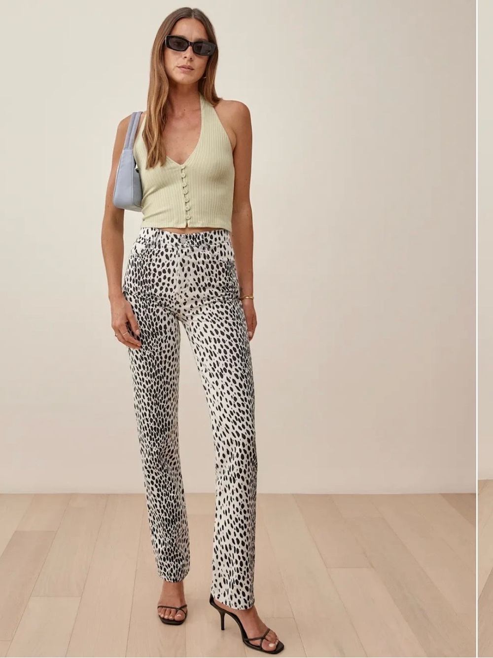 Reformation Cynthia Cheetah High Rise Straight Long Jeans Size 27